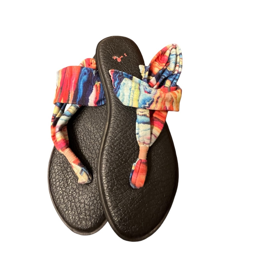 Sanuk yoga mat sandals thongs colorful pattern - women’s 8.5